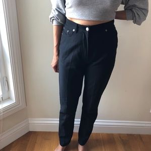 Black polyester high waist jeans